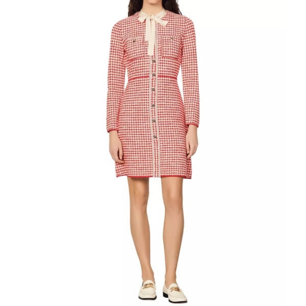 Sandro Red and White Checkered Dress